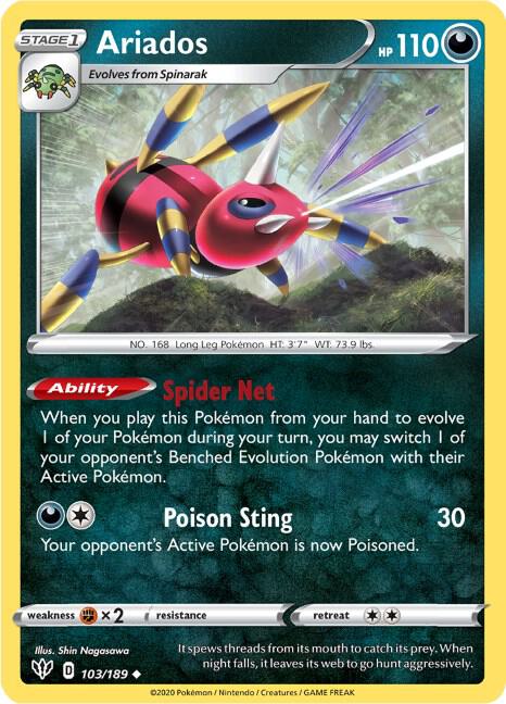 Ariados 103/189 card from SWSH03: Darkness Ablaze