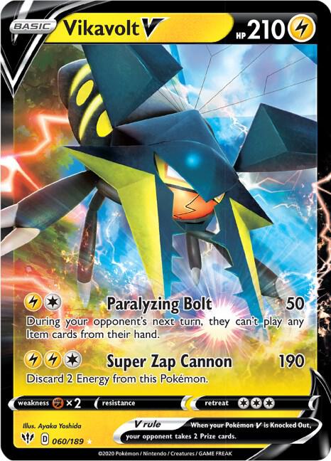 Vikavolt V 060/189 card from SWSH03: Darkness Ablaze