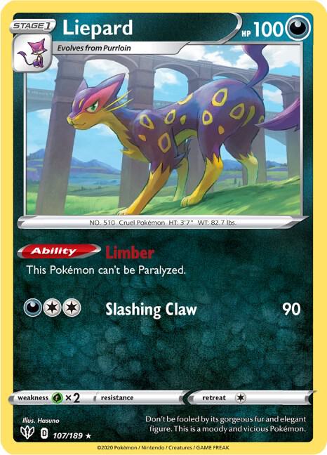 Liepard 107/189 card from SWSH03: Darkness Ablaze