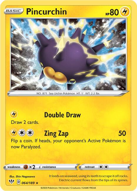 Pincurchin 064/189 card from SWSH03: Darkness Ablaze