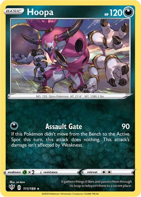 Hoopa 111/189 card from SWSH03: Darkness Ablaze