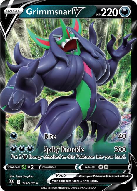 Grimmsnarl V 114/189 card from SWSH03: Darkness Ablaze