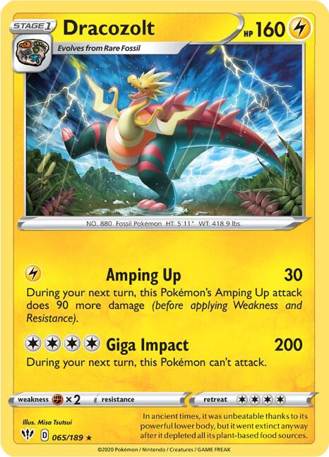 Dracozolt 065/189 card from SWSH03: Darkness Ablaze