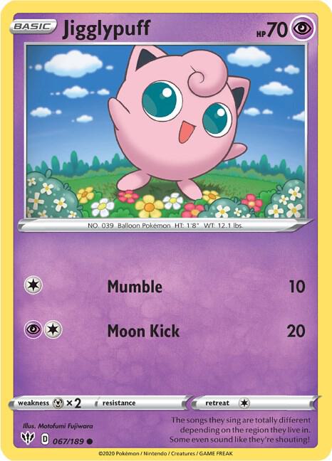 Jigglypuff 067/189 card from SWSH03: Darkness Ablaze