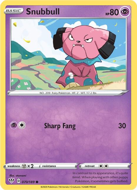 Snubbull 070/189 card from SWSH03: Darkness Ablaze