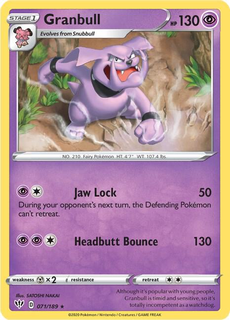 Granbull 071/189 card from SWSH03: Darkness Ablaze