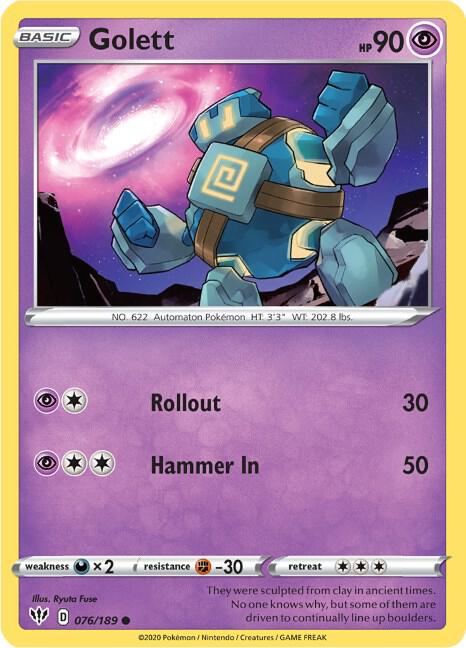 Golett 076/189 card from SWSH03: Darkness Ablaze