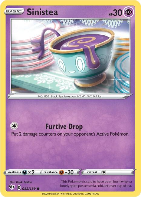 Sinistea 082/189 card from SWSH03: Darkness Ablaze