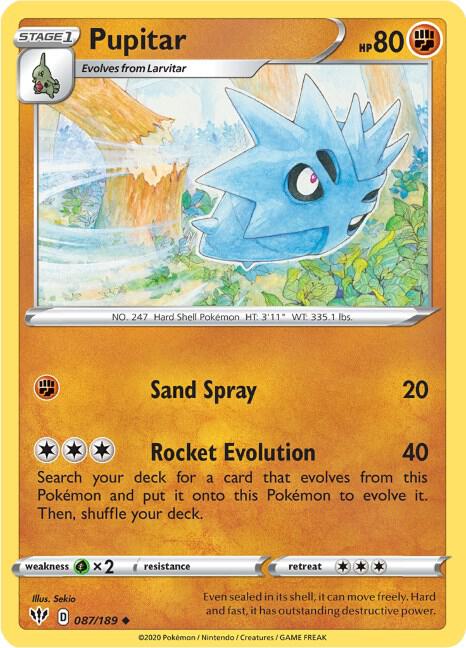 Pupitar 087/189 card from SWSH03: Darkness Ablaze