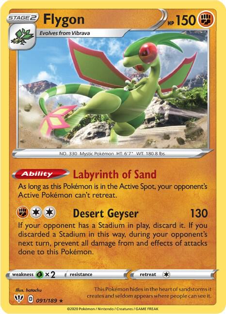 Flygon 091/189 card from SWSH03: Darkness Ablaze