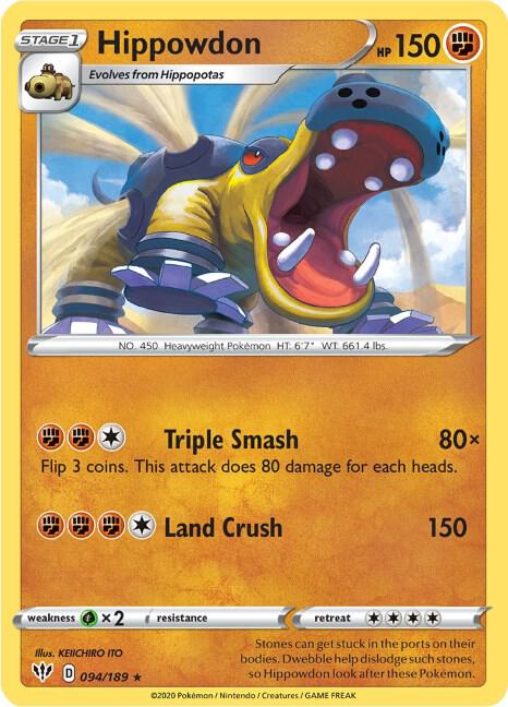 Hippowdon 094/189 card from SWSH03: Darkness Ablaze