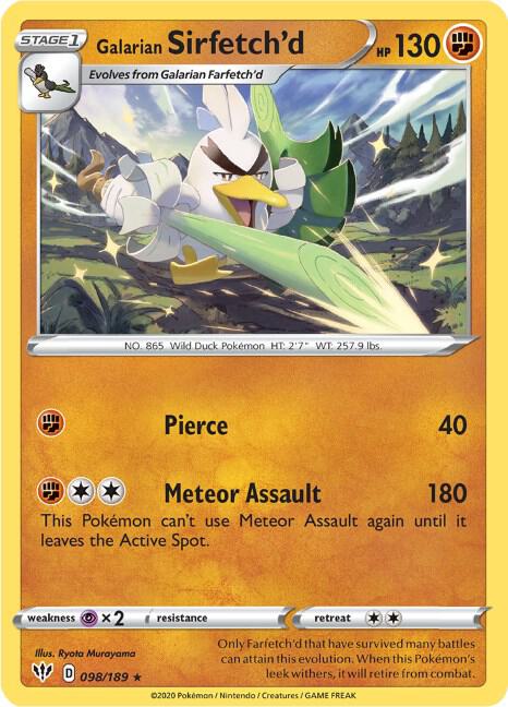 Galarian Sirfetch'd 098/189 card from SWSH03: Darkness Ablaze