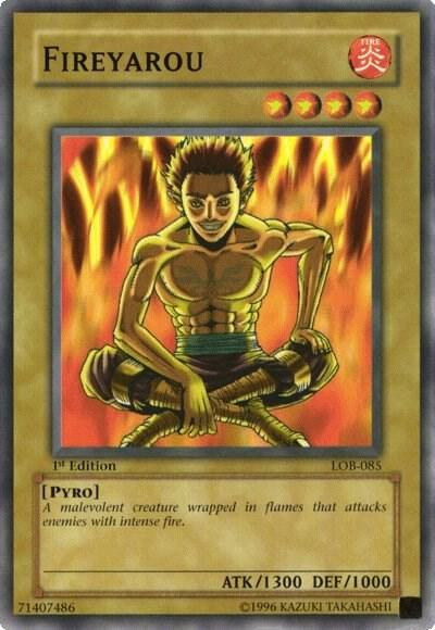 Fireyarou LOB-085 card from The Legend of Blue Eyes White Dragon