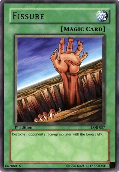 Fissure LOB-057 card from The Legend of Blue Eyes White Dragon