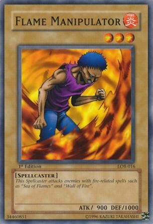 Flame Manipulator LOB-016 card from The Legend of Blue Eyes White Dragon