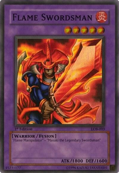 Flame Swordsman LOB-003 card from The Legend of Blue Eyes White Dragon