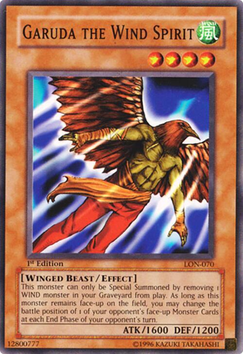 Garuda the Wind Spirit LON-070 card from Labyrinth of Nightmare