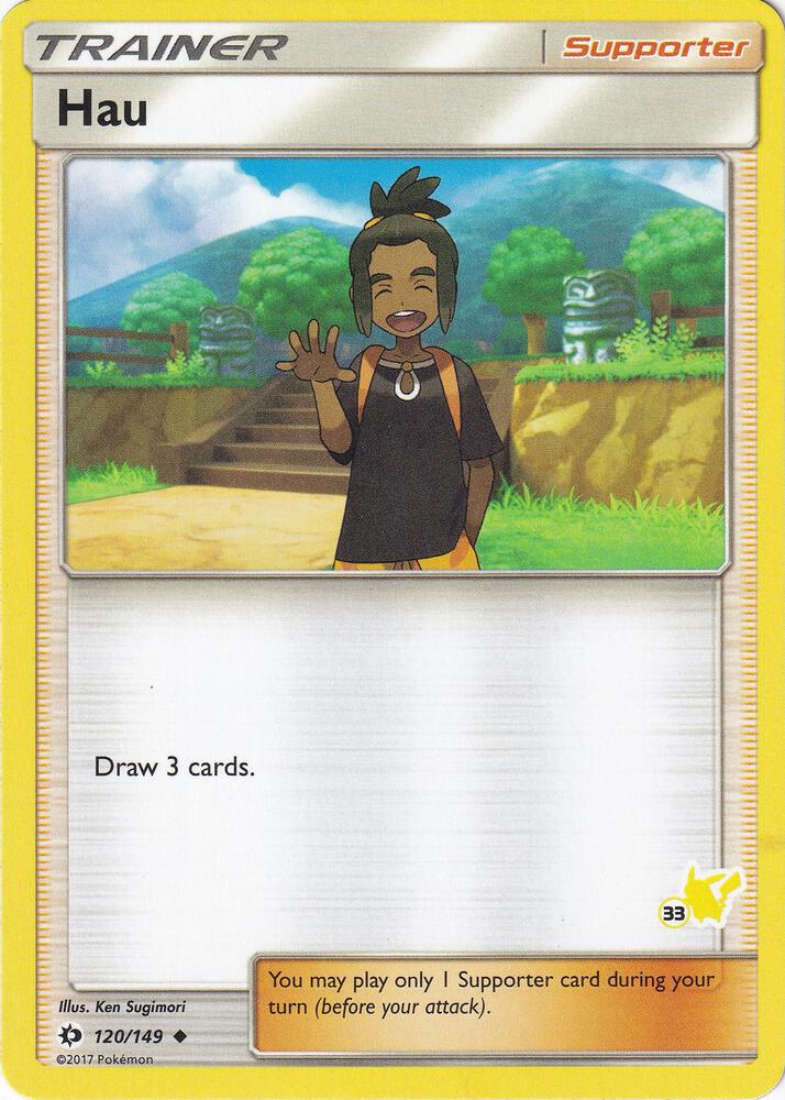 Hau (#33 Pikachu Stamped) 120/149 card from Battle Academy