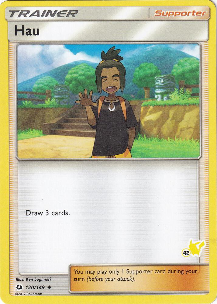 Hau (#42 Pikachu Stamped) 120/149 card from Battle Academy