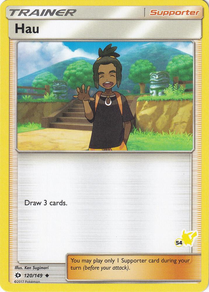 Hau (#54 Pikachu Stamped) 120/149 card from Battle Academy