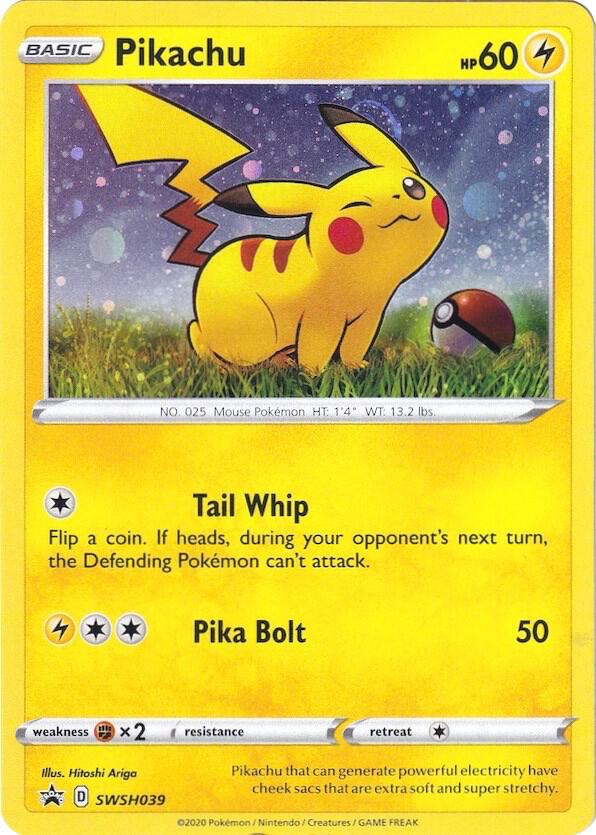 Pikachu SWSH039 card from SWSH: Sword & Shield Promo Cards