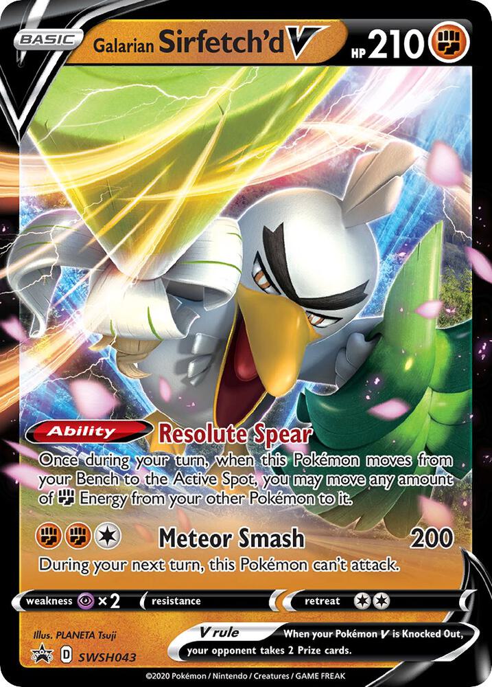 Galarian Sirfetch'd V SWSH043 card from SWSH: Sword & Shield Promo Cards