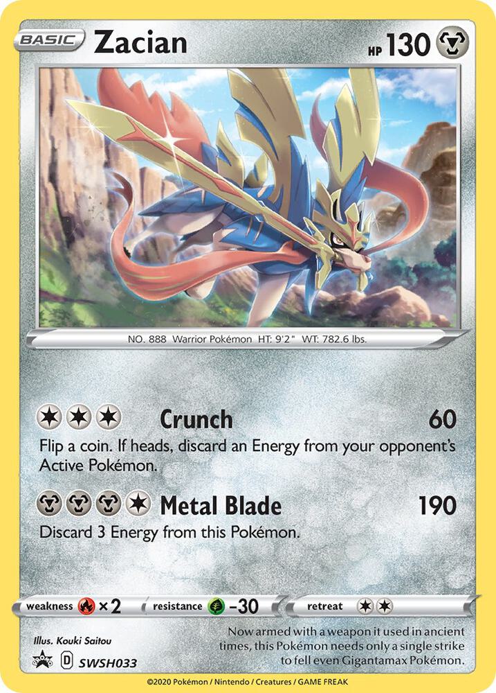 Zacian SWSH033 card from SWSH: Sword & Shield Promo Cards