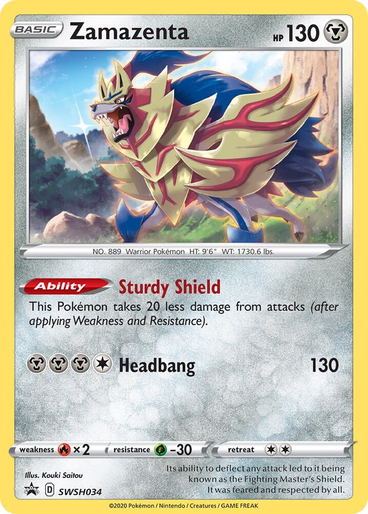 Zamazenta SWSH034 card from SWSH: Sword & Shield Promo Cards