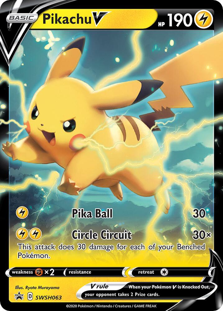 Pikachu V SWSH063 card from SWSH: Sword & Shield Promo Cards