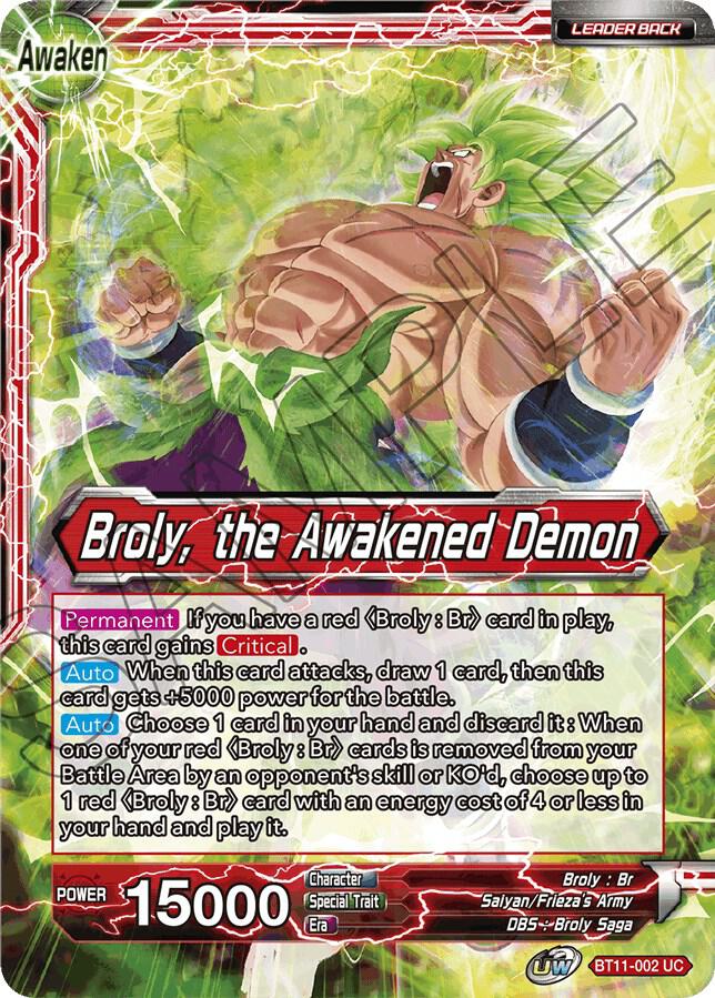 Broly // Broly, the Awakened Demon BT11-002 card from Vermilion Bloodline