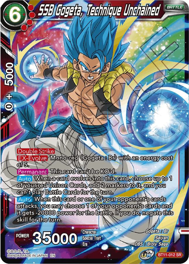 SSB Gogeta, Technique Unchained BT11-012 card from Vermilion Bloodline