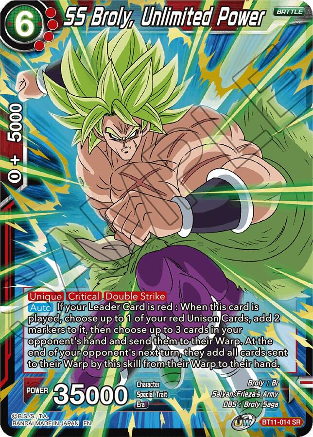 SS Broly, Unlimited Power BT11-014 card from Vermilion Bloodline