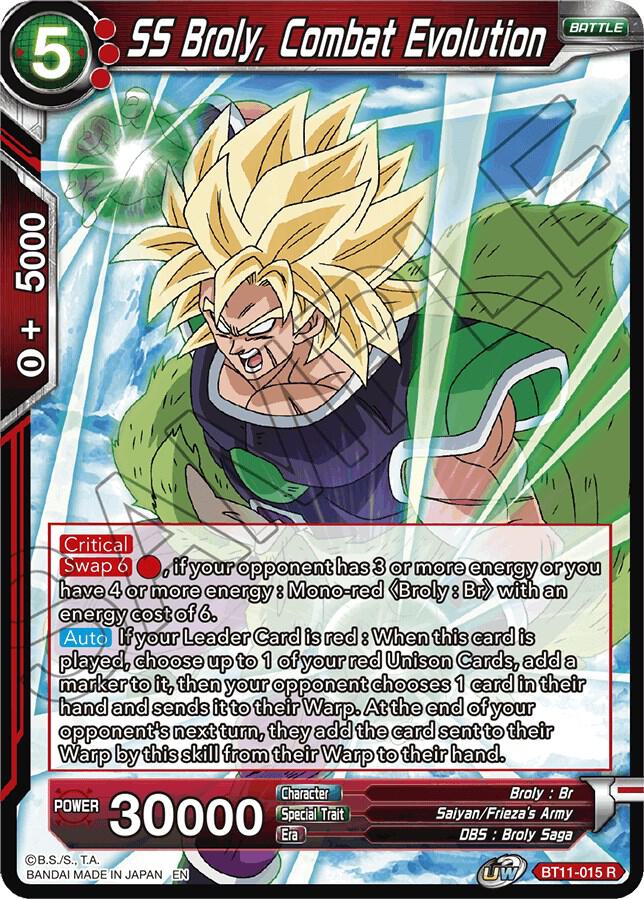 SS Broly, Combat Evolution BT11-015 card from Vermilion Bloodline