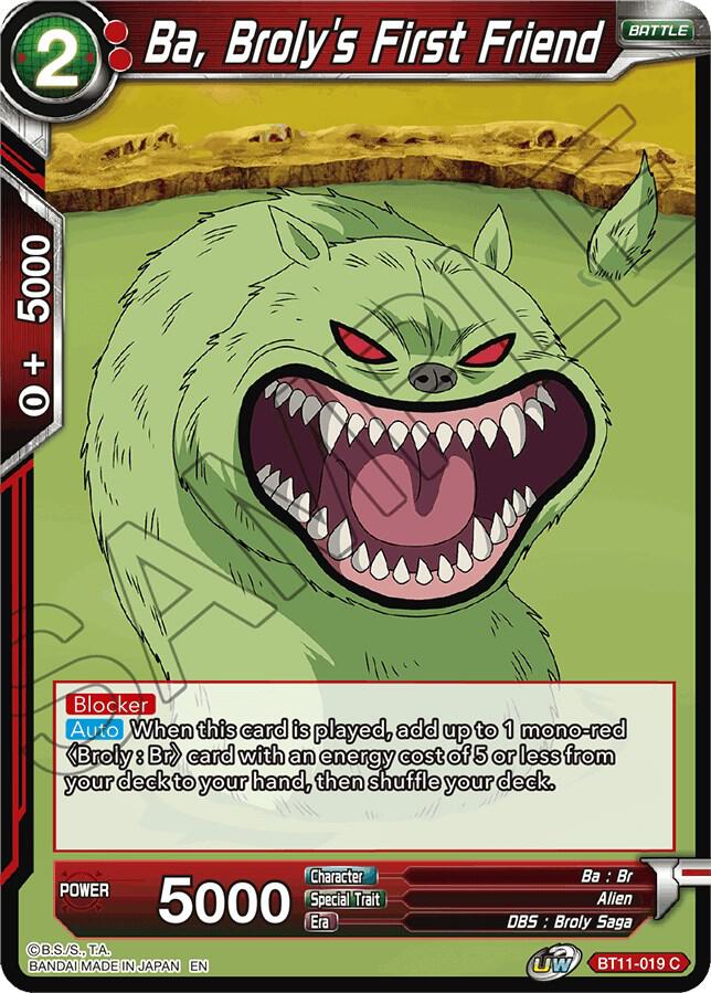 Ba, Broly's First Friend BT11-019 card from Vermilion Bloodline