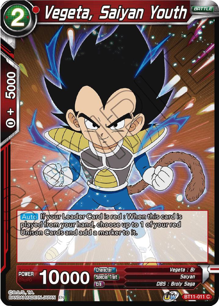 Vegeta, Saiyan Youth BT11-011 card from Vermilion Bloodline