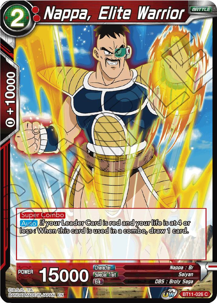 Nappa, Elite Warrior BT11-026 card from Vermilion Bloodline