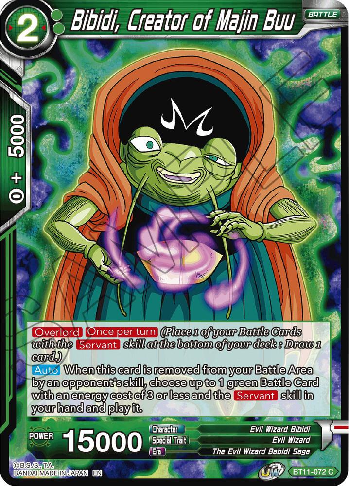 Bibidi, Creator of Majin Buu BT11-072 card from Vermilion Bloodline