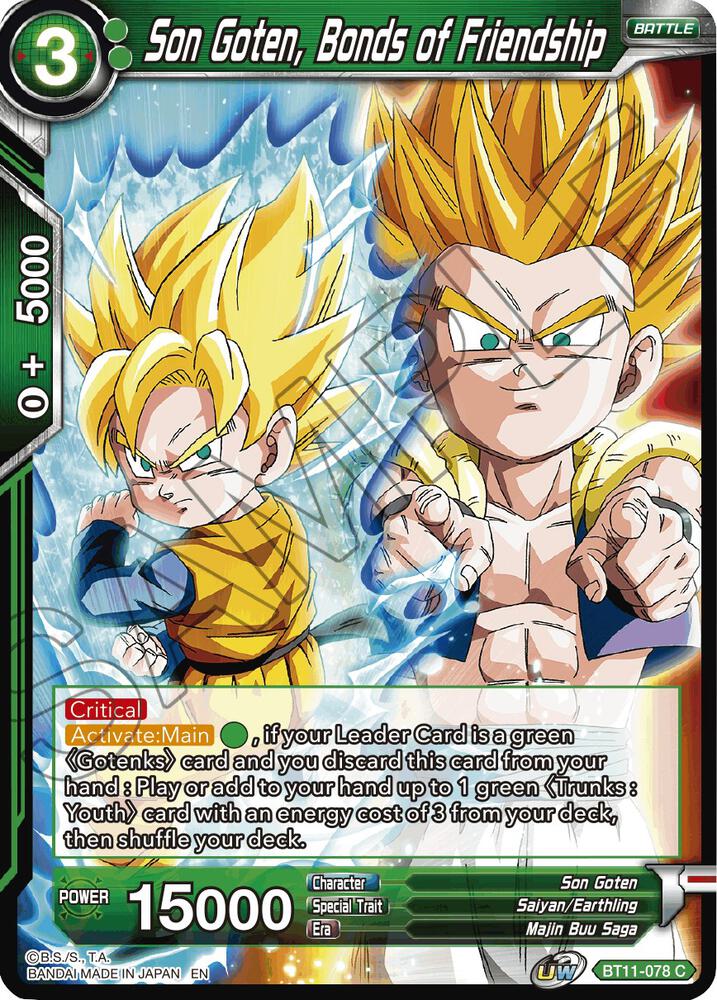 Son Goten, Bonds of Friendship BT11-078 card from Vermilion Bloodline