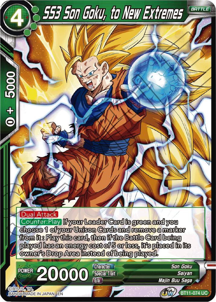 SS3 Son Goku, to New Extremes BT11-074 card from Vermilion Bloodline