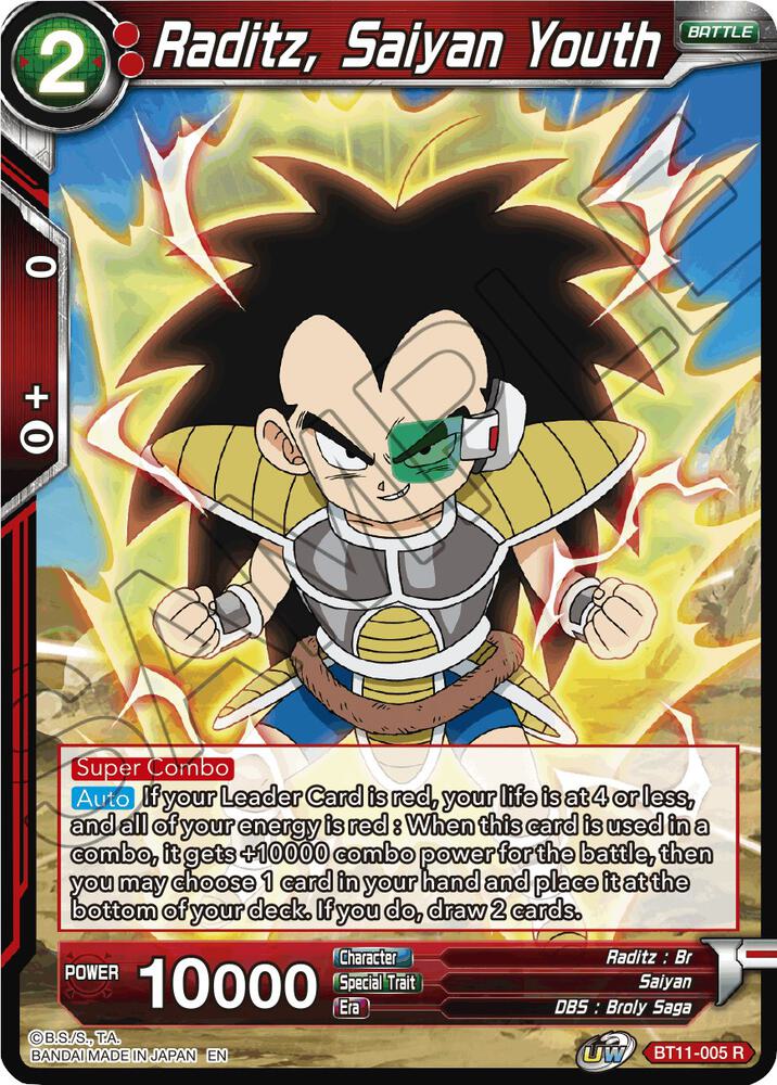 Raditz, Saiyan Youth BT11-005 card from Vermilion Bloodline