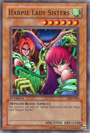 Harpie Lady Sisters MRD-009 card from Metal Raiders