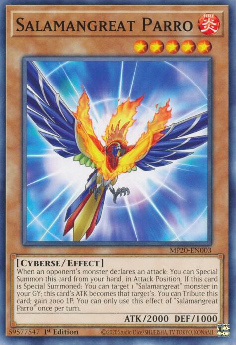 Salamangreat Parro MP20-EN003 card from 2020 Tin of Lost Memories