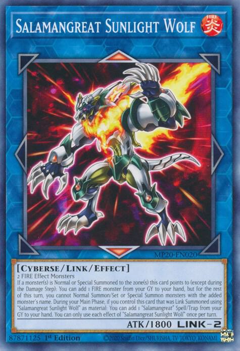 Salamangreat Sunlight Wolf MP20-EN020 card from 2020 Tin of Lost Memories