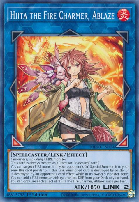 Hiita the Fire Charmer, Ablaze MP20-EN024 card from 2020 Tin of Lost Memories
