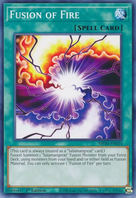 Fusion of Fire MP20-EN025 card from 2020 Tin of Lost Memories