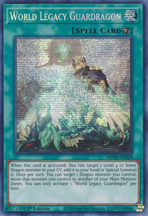 World Legacy Guardragon MP20-EN029 card from 2020 Tin of Lost Memories