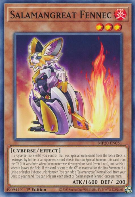 Salamangreat Fennec MP20-EN051 card from 2020 Tin of Lost Memories