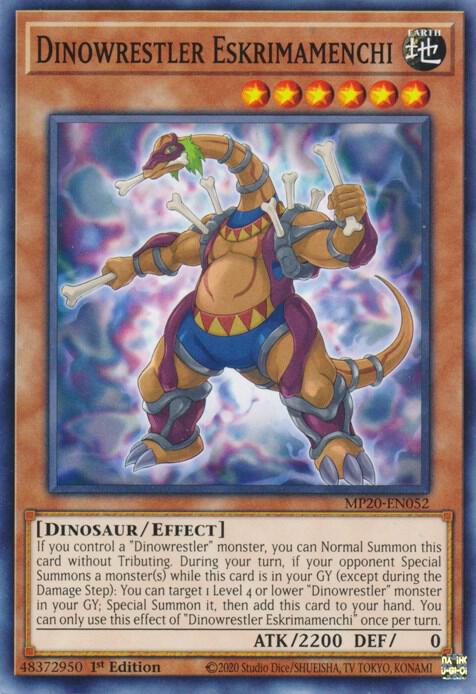 Dinowrestler Eskrimamenchi MP20-EN052 card from 2020 Tin of Lost Memories