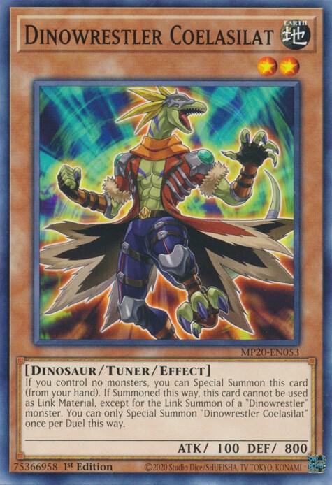 Dinowrestler Coelasilat MP20-EN053 card from 2020 Tin of Lost Memories
