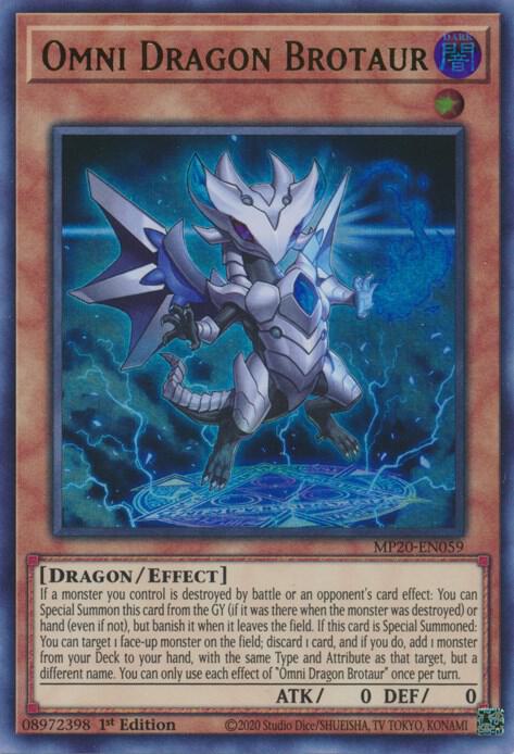 Omni Dragon Brotaur MP20-EN059 card from 2020 Tin of Lost Memories
